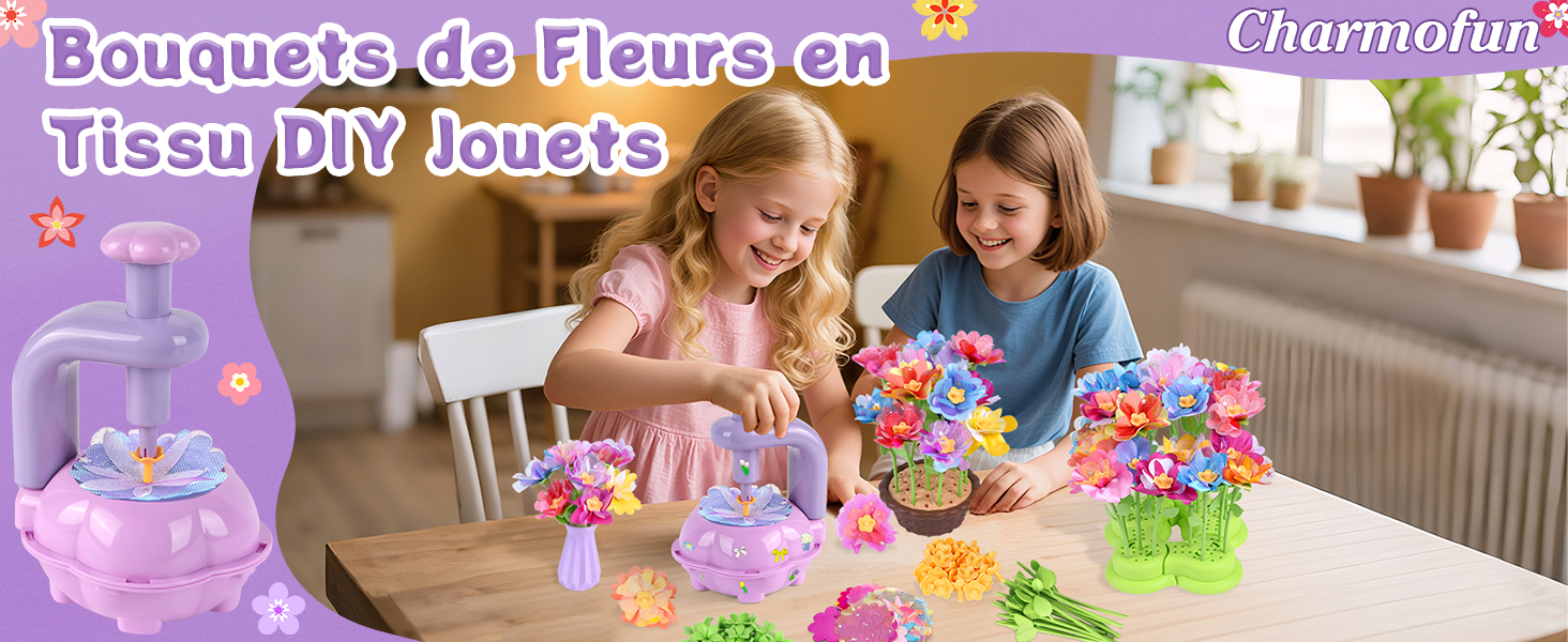 Kit Création Bouquet De Fleurs DIY Bacxzomx - Machine à Fleurs Pour Enfants 3 Ans Et Plus - Activité Manuelle