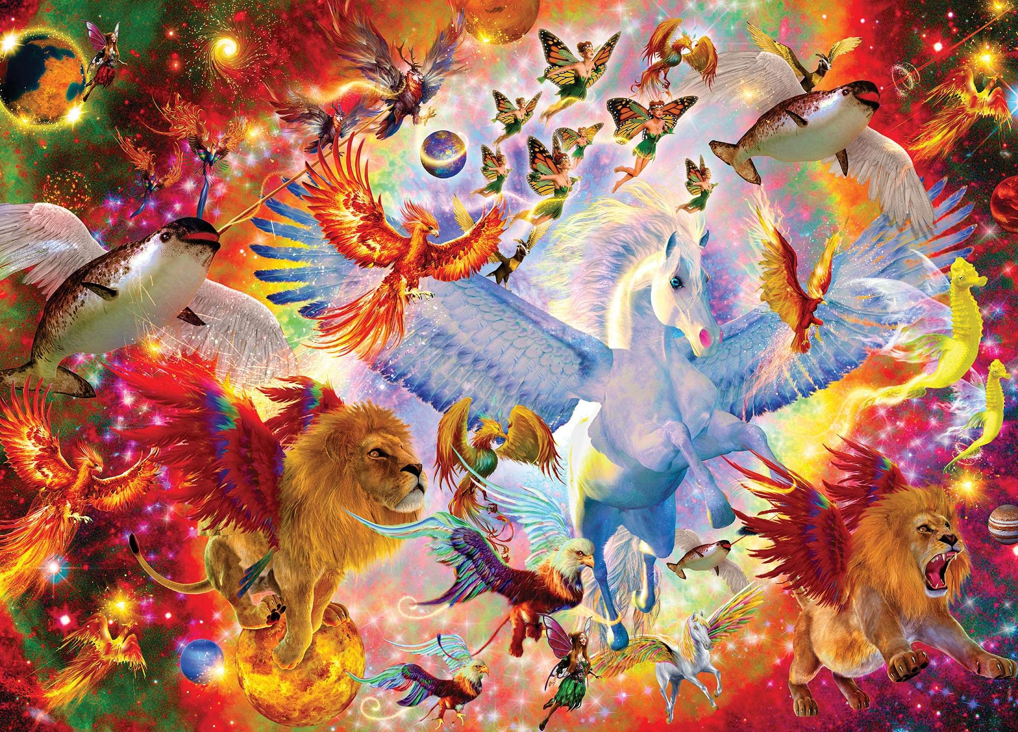 Mythical Menagerie Fantasy Puzzle for Adults and Kids | Difficult 1000 Piece Jigsaw Puzzle Toy | Fun Quarantine Gifts | Interactive Brain Teaser for Game Night | 28 x 20 Inches