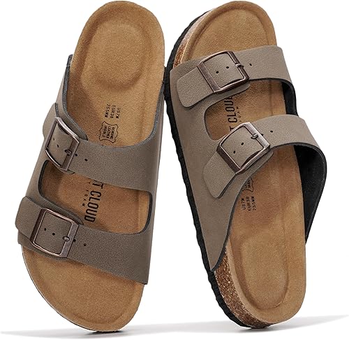 Vista 22 de Project Cloud - Sandalias planas de cuero auténtico para mujer, esenciales para la playa, sandalias de espuma viscoelástica, esenciales para Canela