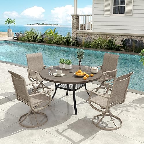 VICLLAX 5-Piece Outdoor Patio Furniture Dining Set, All-Weather Outdoor Swivel