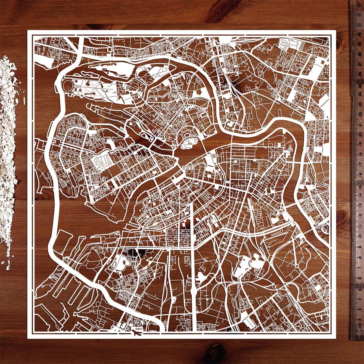 Saint Petersburg, Russia Paper Cut Map White 12x12 inches Paper Art, 30L x 30W cm - Image 3