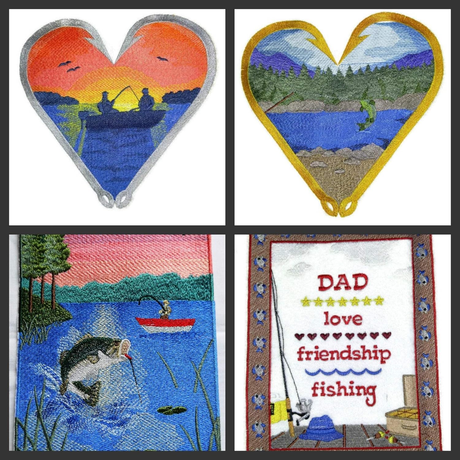 Let's Go Fishing Custom and Unique[Leaping Largemouth Fishing Scene ] Embroidered Iron On/Sew Patch [6" x 6.8"]Made in USA]