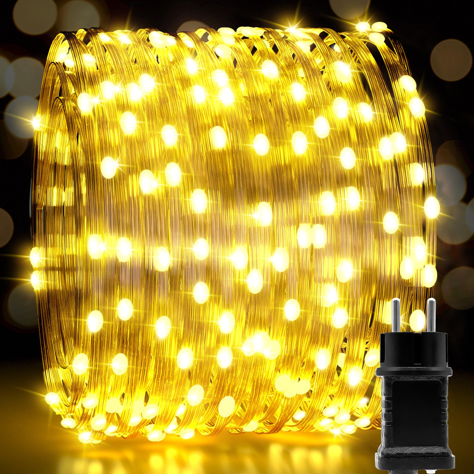 Uping Luces Navidad Exterior Luces Arbol Navidad Interior 300 LED 30M Guirnalda Luces Navidad Exterior Luces Led Navidad Enchufe con 8 Modos Función Temporizador Decoracion Navidad (Blanco Cálido)