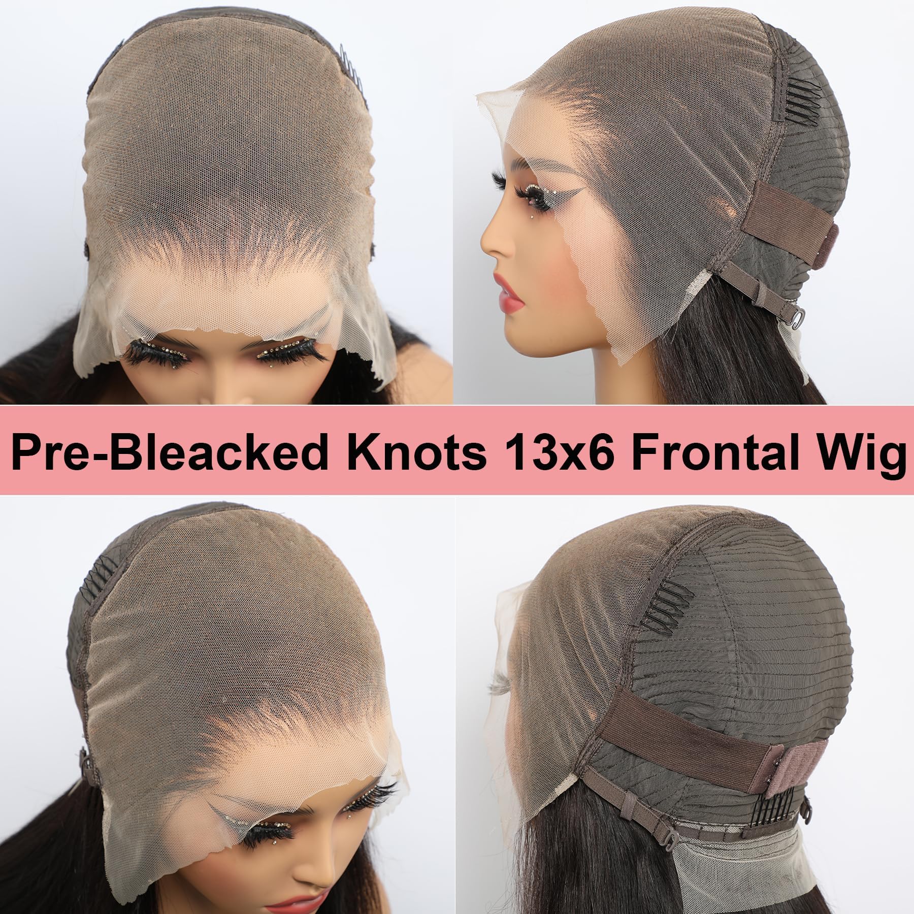 Girlofdreams Bleached Knots Full 13x6 HD Lace Front Wigs Human Hair Straight 180 Density Transparent Frontal Wig for Women Black Color Long Hair Wig 32 Inch - Image 2