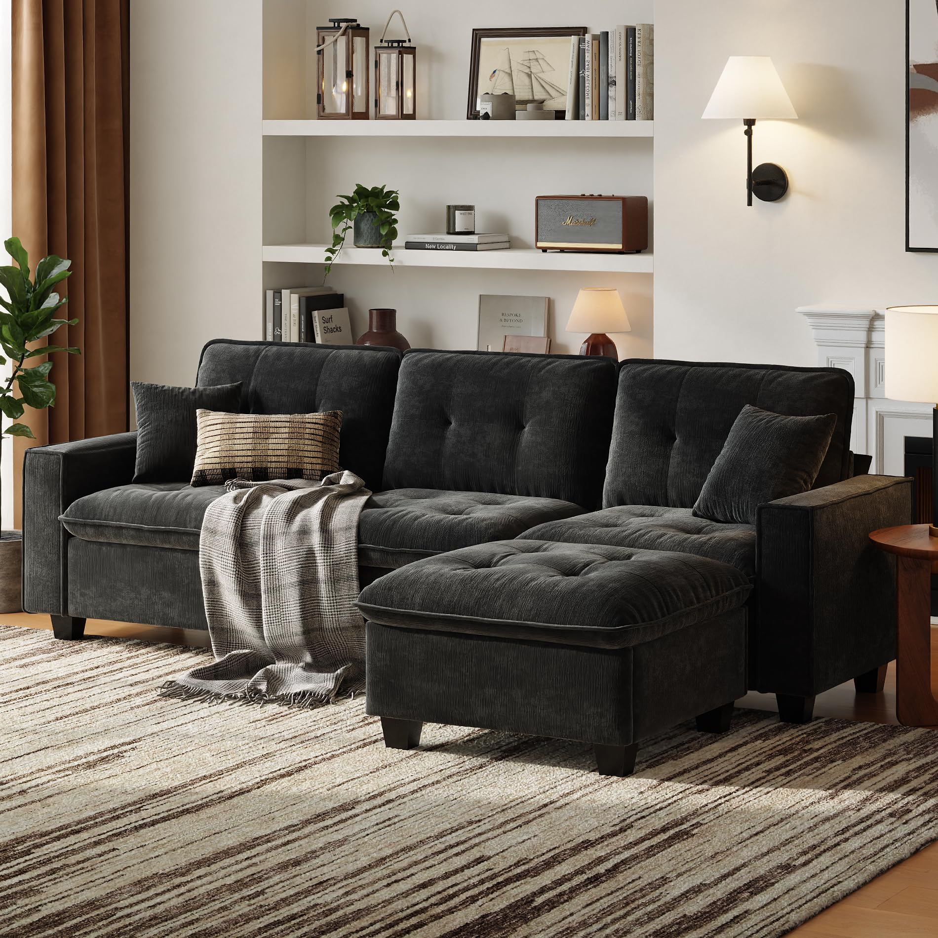 View of L-Shaped Living Room Rug Guide: Guide to the Best L-Shaped Rug Layout ...