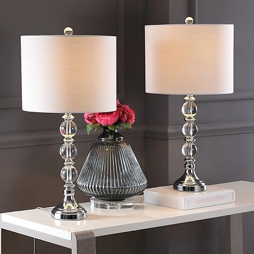 Miniatura 7 de JONATHAN Y JYL5041A-SET2 Juego de 2 lámparas de mesa Paul de 26 pulgadas de cristal/metal LED lámpara de mesa contemporánea para mesita de noche