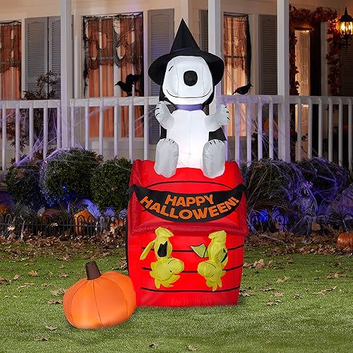Miniatura 2 de Gemmy Airblown Snoopy - Casa de Halloween con LED cacahuetes, 6 pies de alto, multicolor