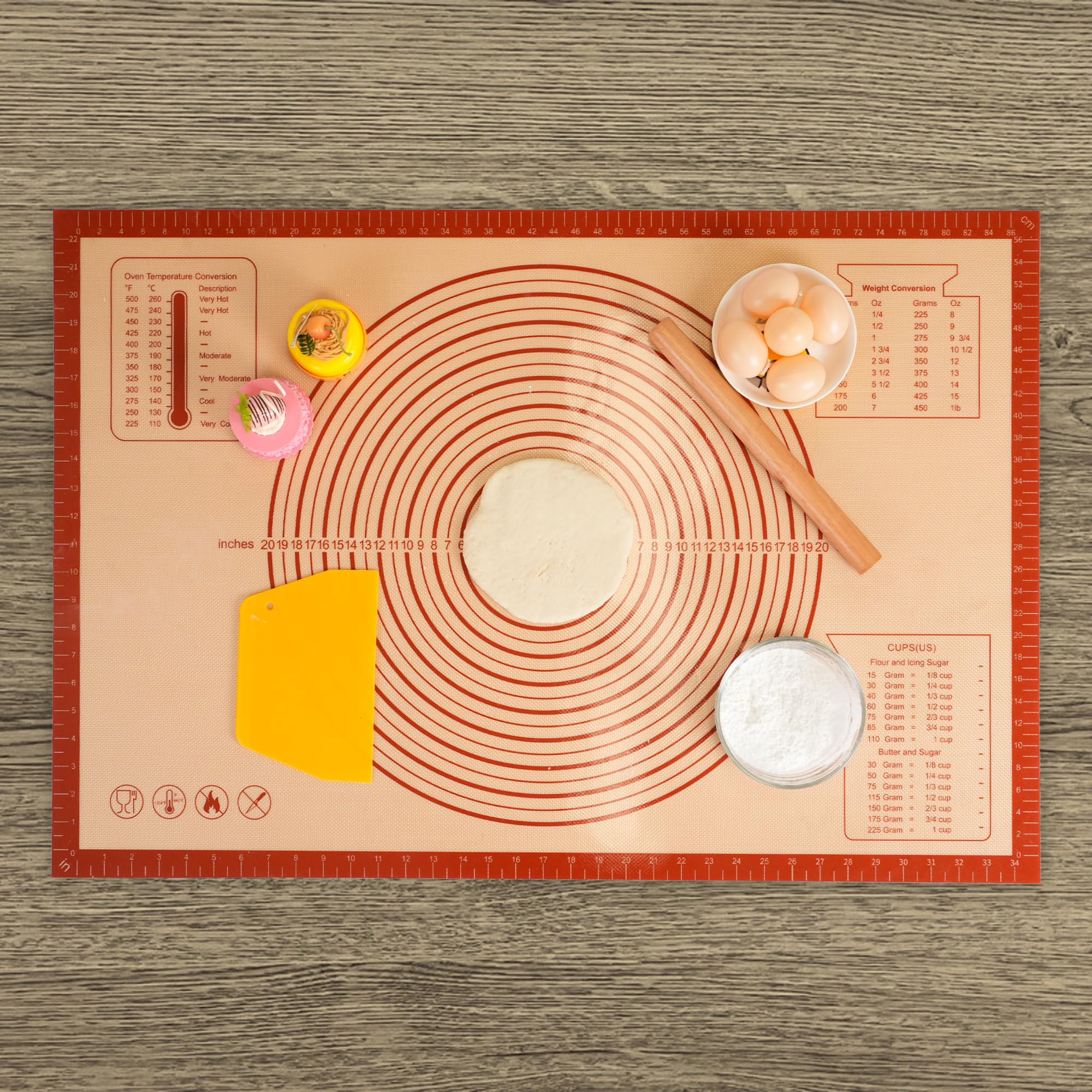 UWILLION Silicone Pastry Mat 36 x 24 Inch Extra Large Baking Mat with Measurement for Counter Dough, Rolling, Fondant, Pie Crust