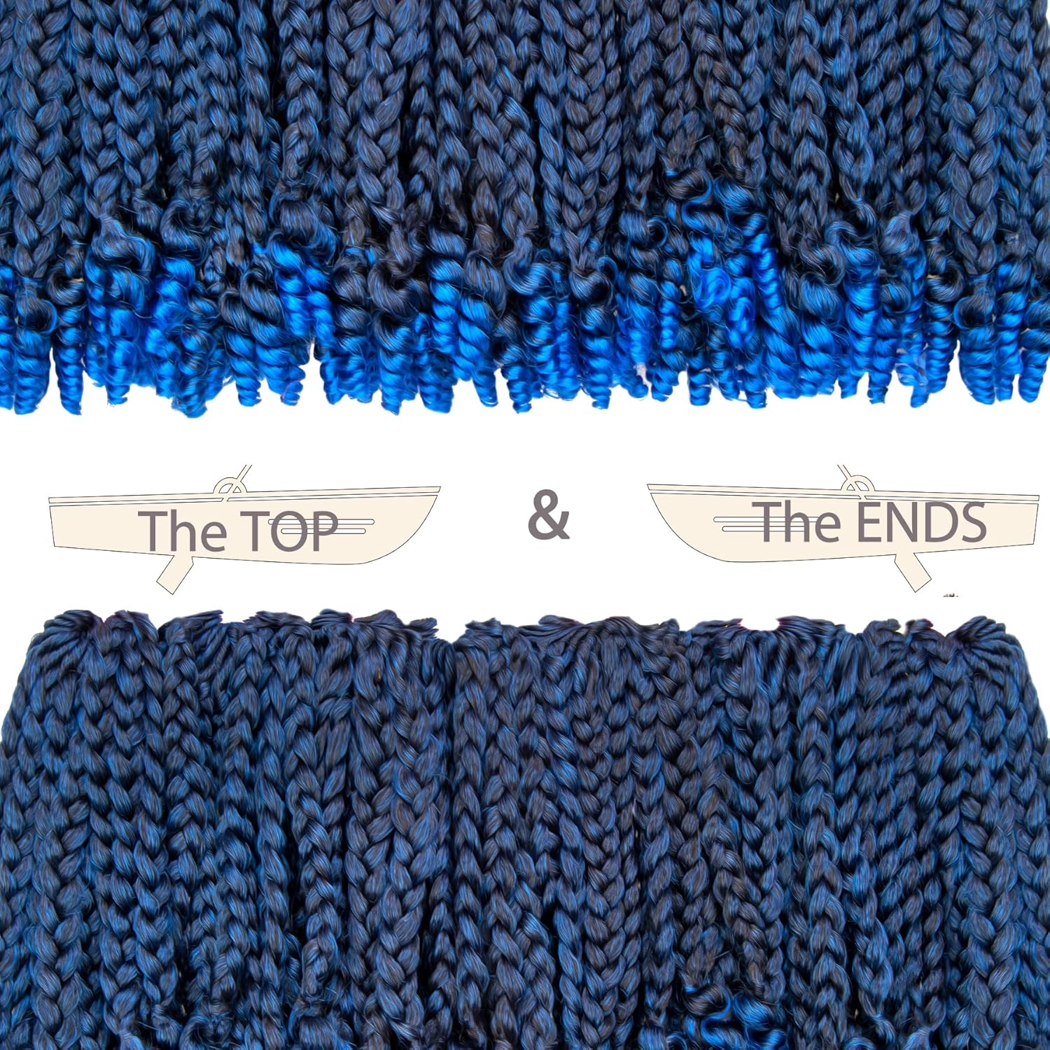 7 Packs 10 Inches Goddess Box Braid Crochet Hair With Curly Ends Ombre Blue Hair Extensions For Black Women and Baby Kids(10 Inch-7Packs,T1B/BLUE)