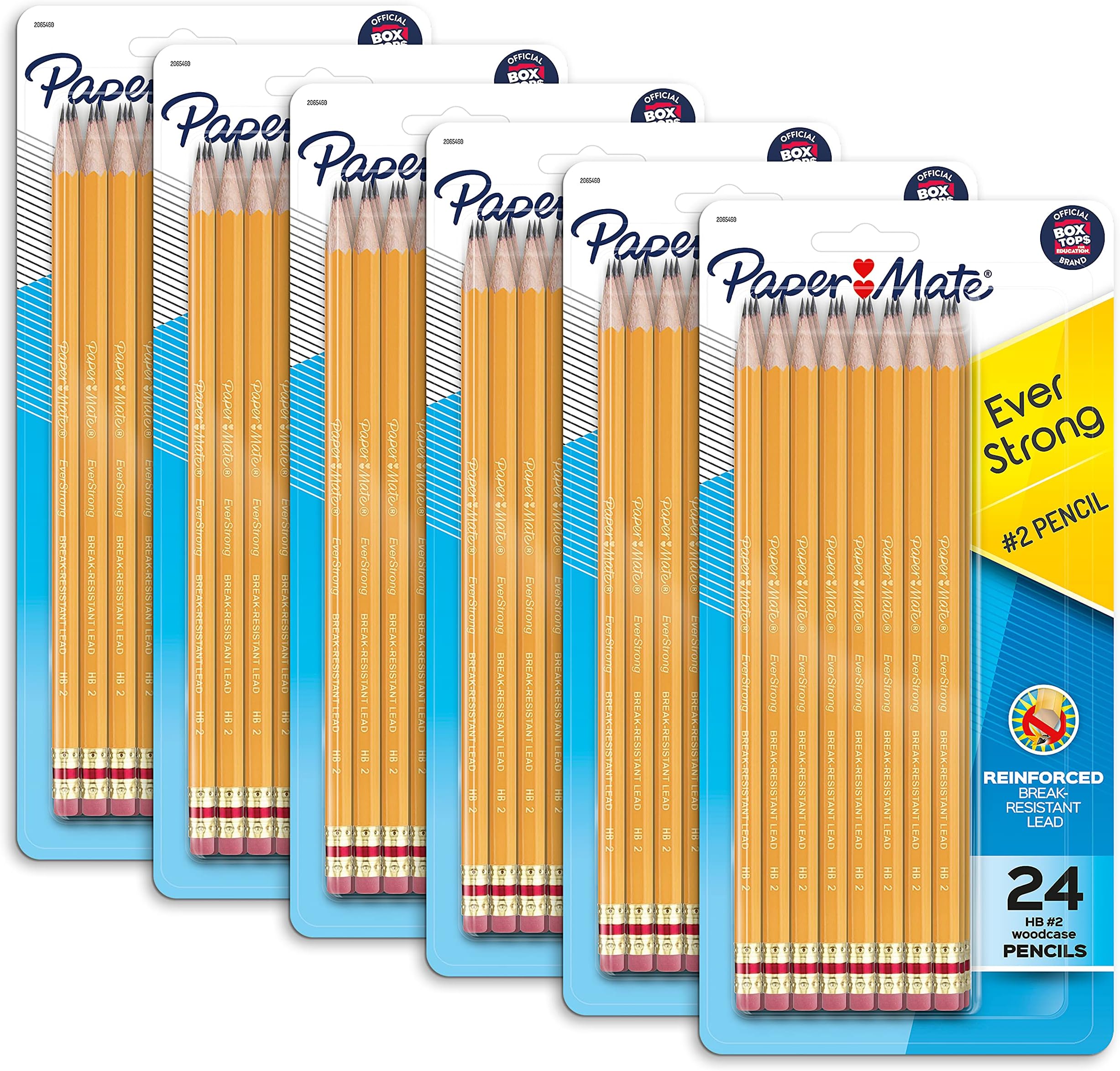 EverStrong #2 Pencils, Reinforced, Break-Resistant Lead When Writing, 6 Packs of 24 (144 Count)