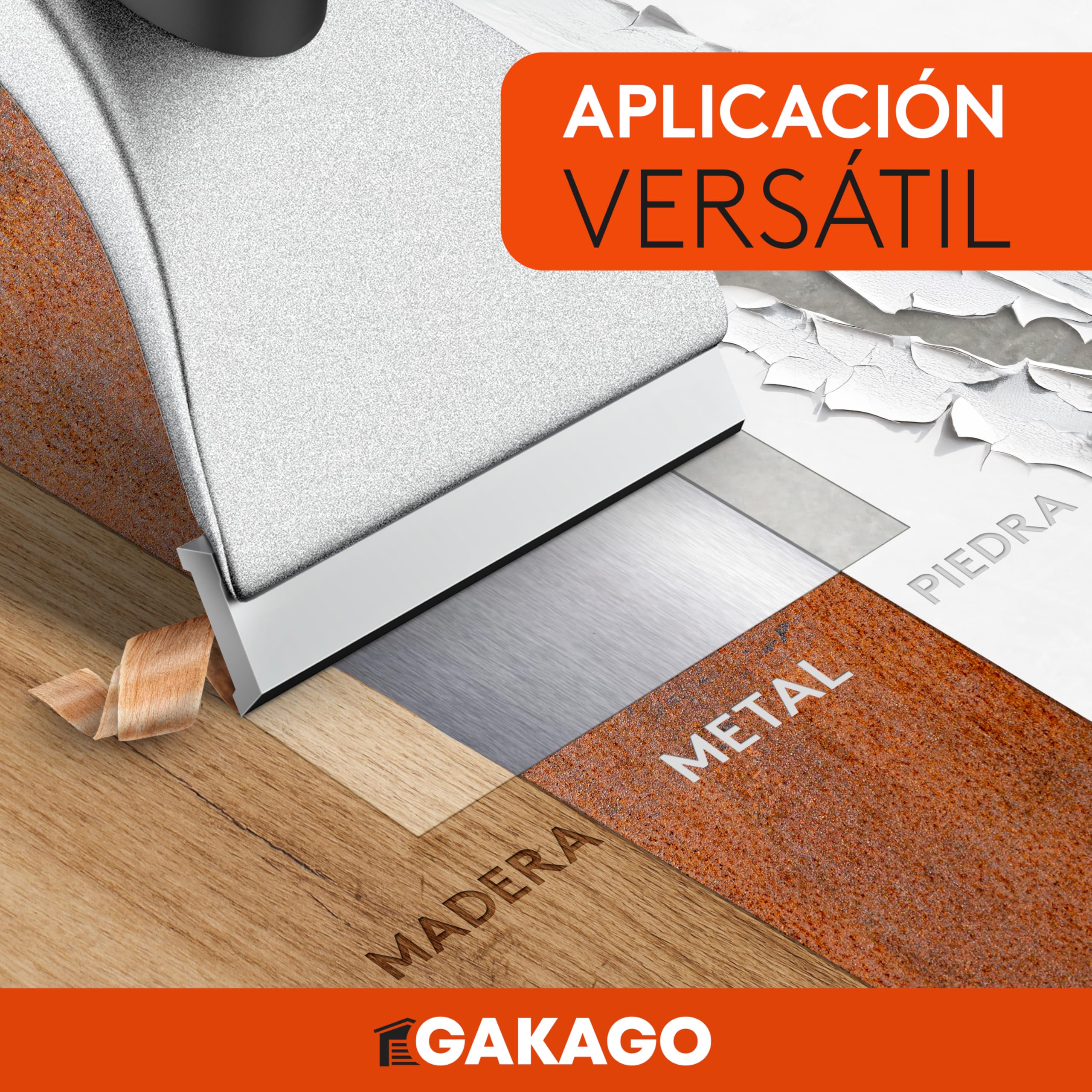 Gakago Rascador - Cuchilla raspadora de 65 mm de alta calidad fabricada con carburo de tungsteno duradero - Raspador universal ergonómico y antideslizante para madera, metal, hormigón o piedra