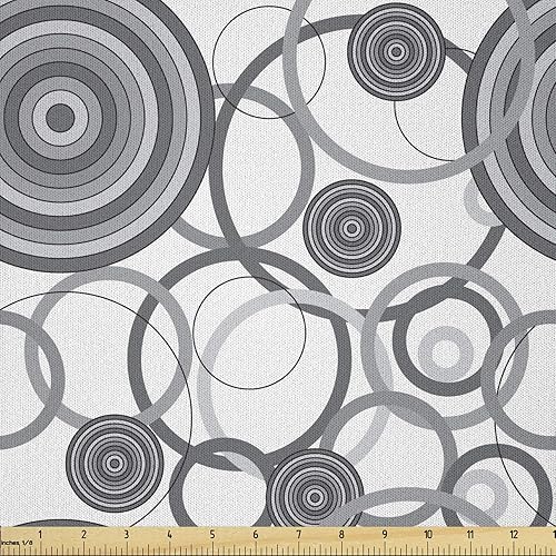 Miniatura 610 de Lunarable - Tela para amantes de perros de The Yard, patrón divertido de animales de dibujos animados en posiciones caprichosas estirando y Beige y