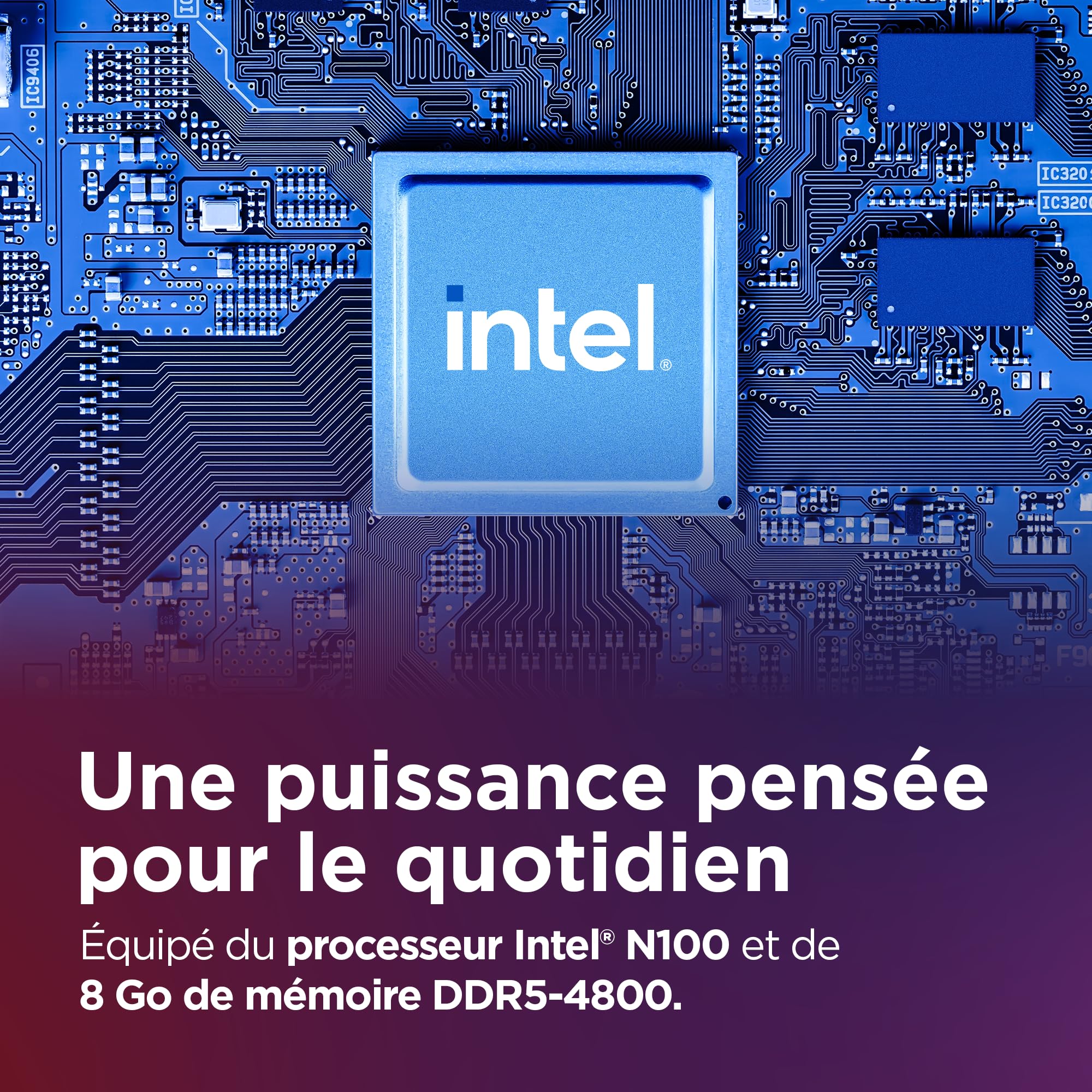 Lenovo IdeaCentre A100 Ordinateur de Bureau Tout-en-Un Écran 24" FHD, Intel N100, 512Go SSD, RAM 8Go, WiFi 6, Windows 11 H, Clavier français et Souris sans Fil