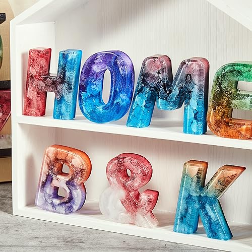 Miniatura 4 de PieceCircle Moldes de resina del alfabeto de 3 pulgadas moldes de silicona de letras grandes para fundición de resina moldes de resina de silicona