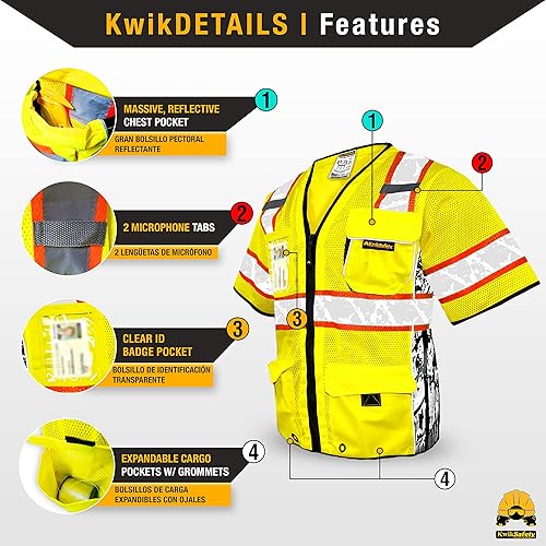 Miniatura 4 de KwikSafety - Charlotte, NC - Chaleco de seguridad premium EXECUTIVE HIGHWAYBOSS Edición limitada Clase 3 Probado por ANSI Cumple con OSHA