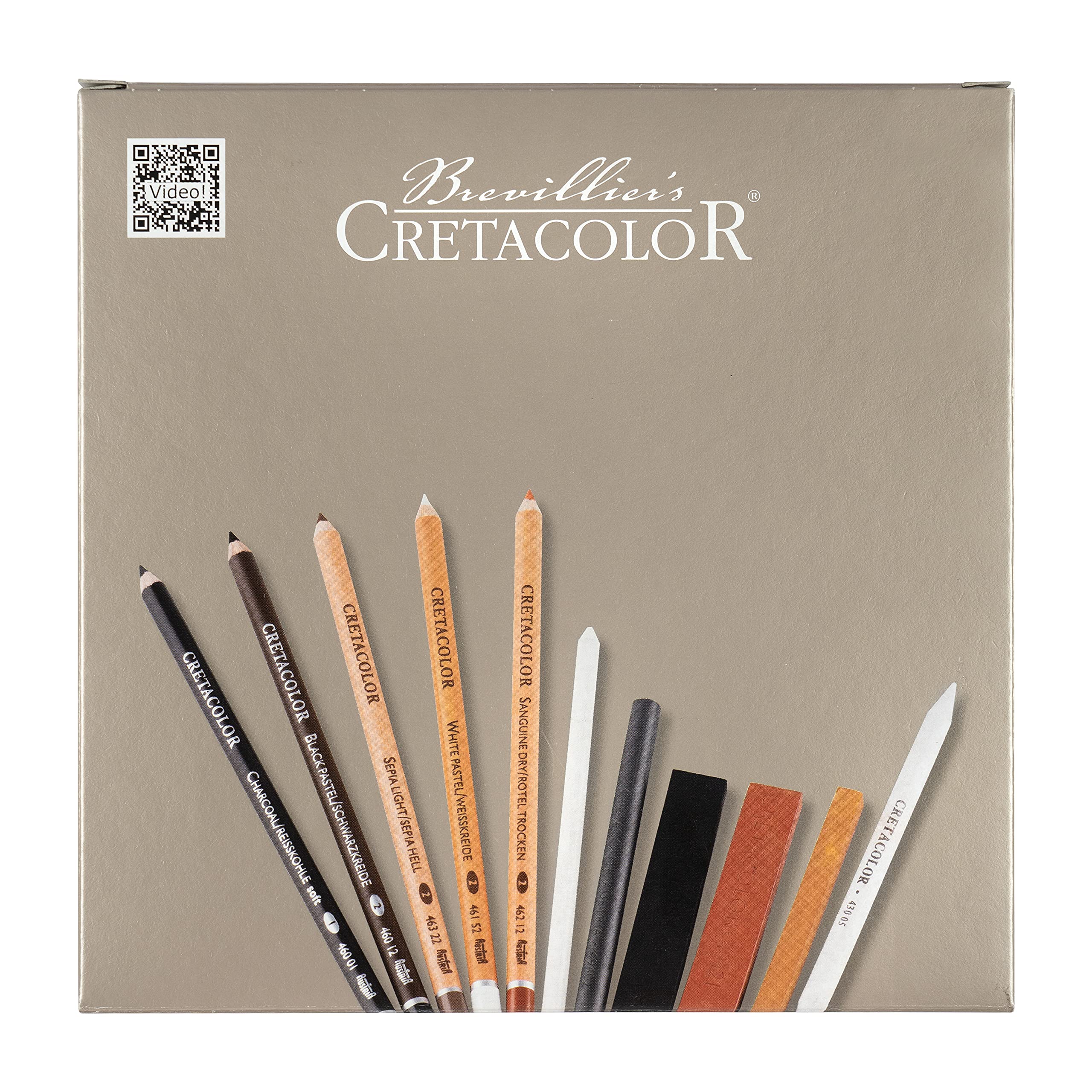 CRETACOLOR Passion Box, set da 25 pezzi per schizzi e disegno, confezione regalo, incl. gomma per carta, gomma impastata e temperino per artisti