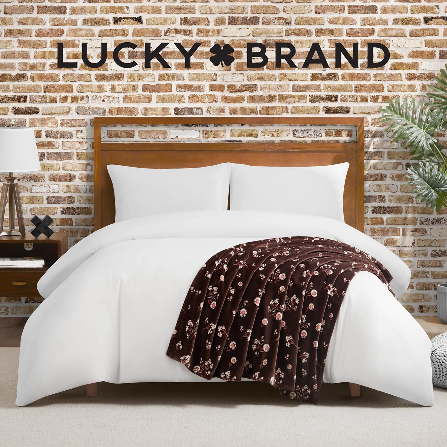 Lucky Brand Daisy Brown Floral 50"X70" Cozy Plush Blanket - Premium Microfiber Throw for Luxurious Comfort and Style