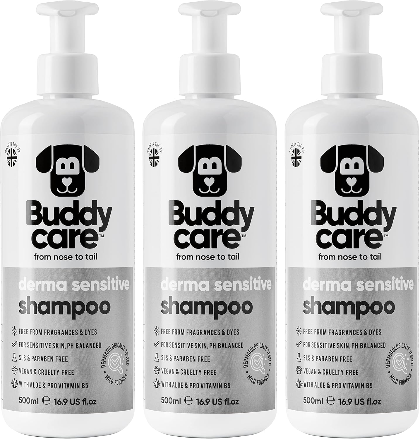 Derma Sensitive Dog Shampoo by Buddycare With Aloe Vera and Pro