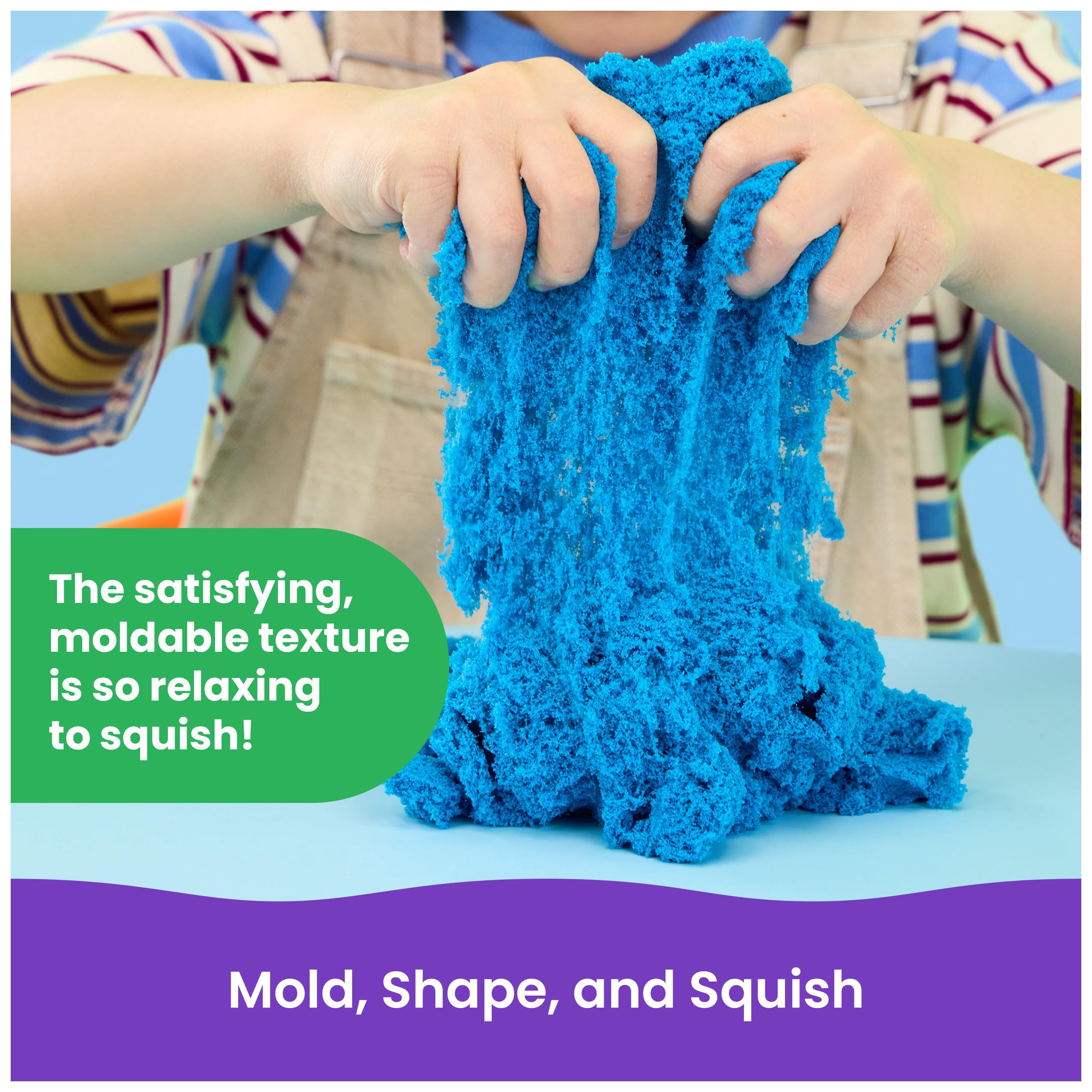 Kinetic Sand, Megacaja con 5 kg de arena de juego moldeable azul, juguetes y mesa sensoriales, kits de manualidades, a partir de 3 años