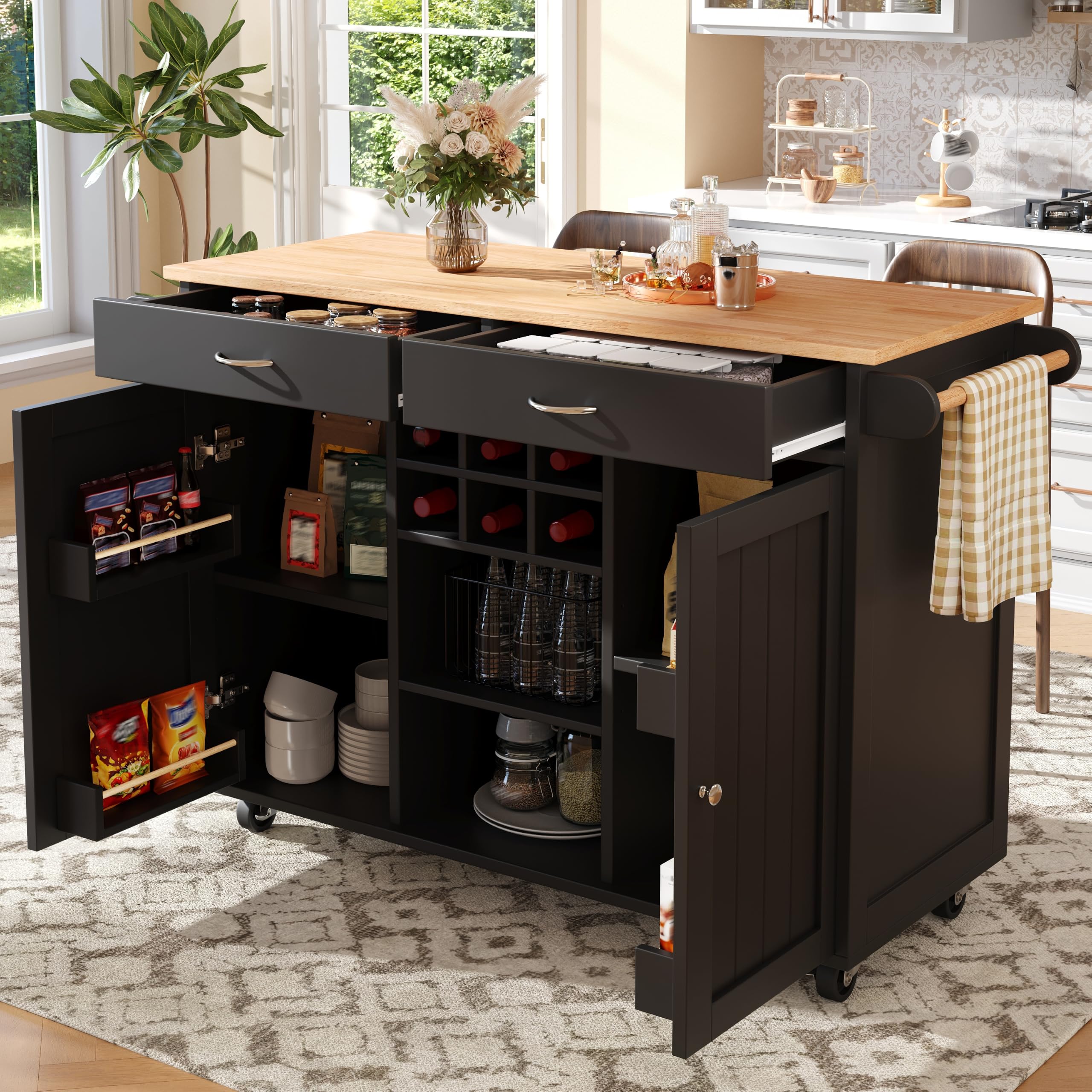 Carrito de cocina con ruedas, armario de cocina con estante para