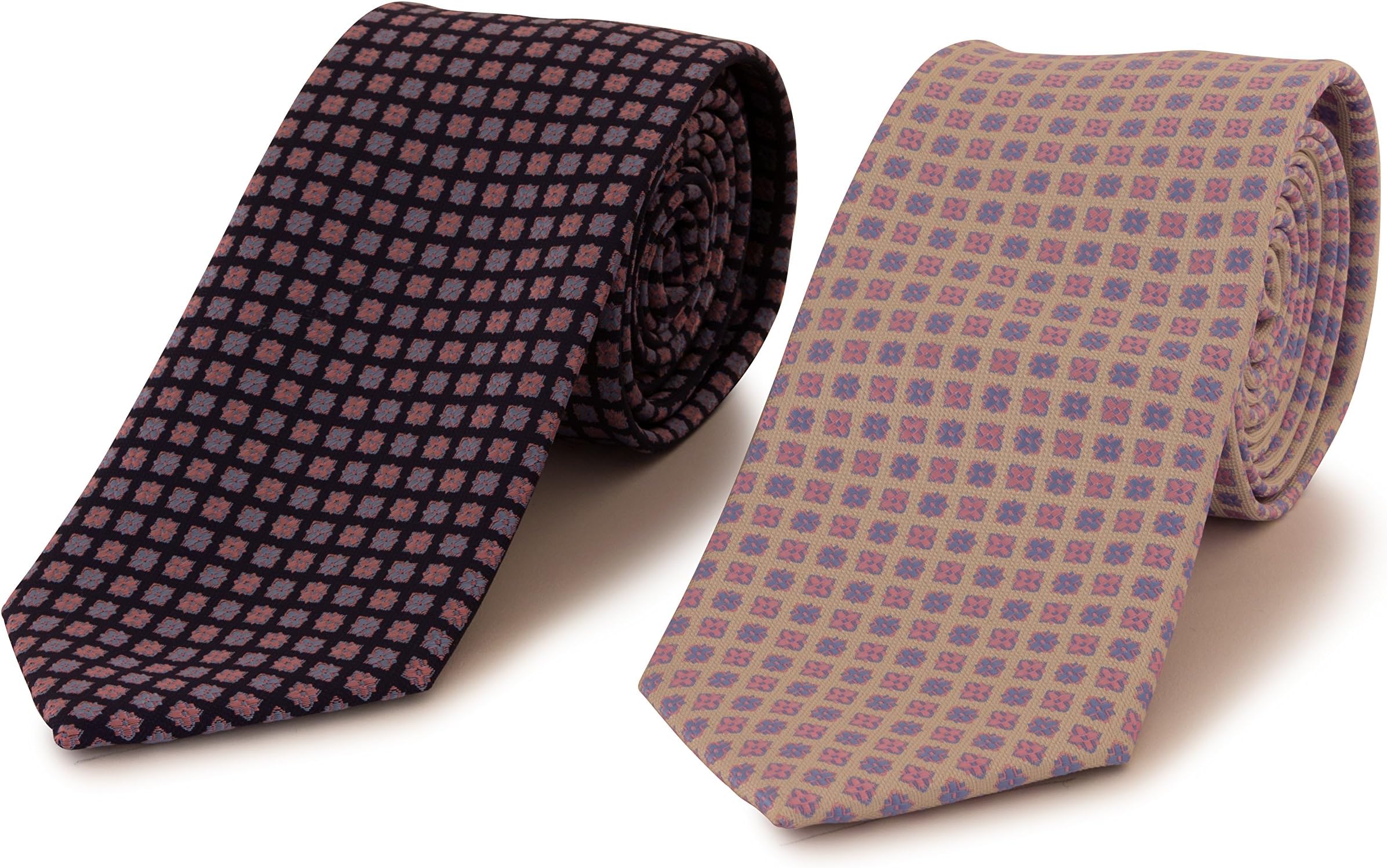 2 Pack Men's Micro Silk Neck Ties - Assorted Colors - Fashion & Business - HBNY
