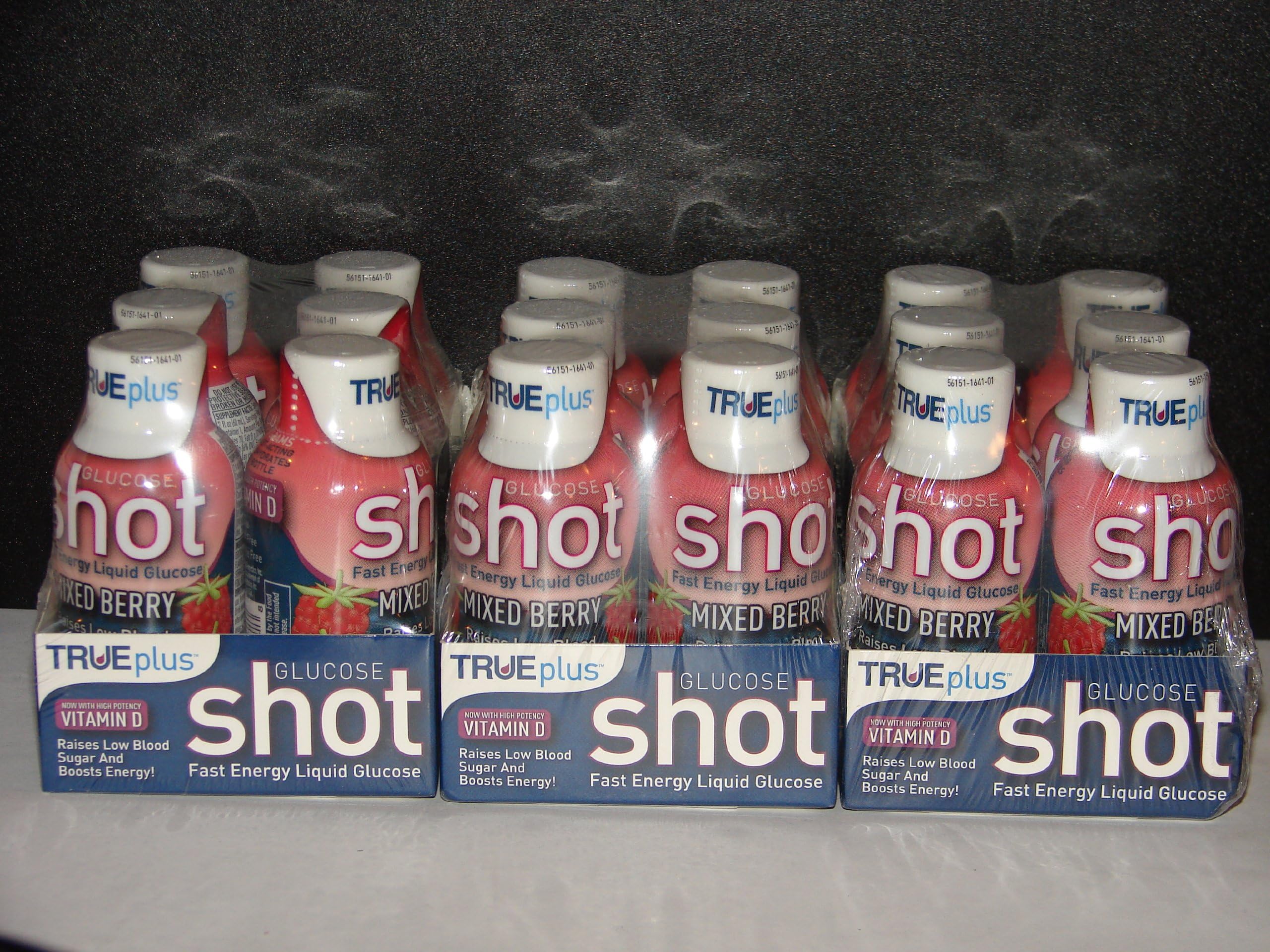 True Plus Glucose Liquid Shots Mixed Berry Flavor 2oz - 18 Pack