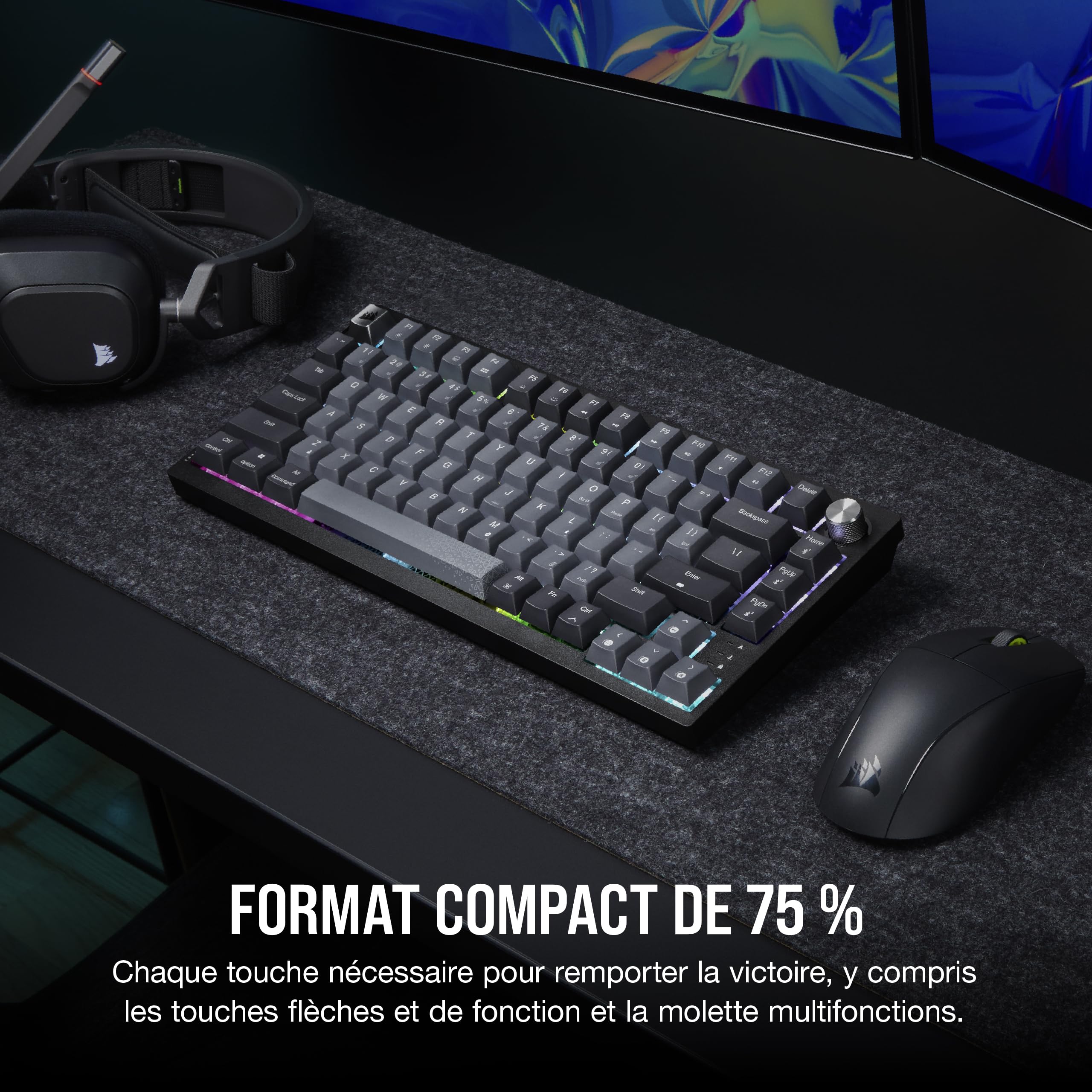 Corsair K65 Plus Wireless 75% RGB Mechanical Gaming Clavier – Noir