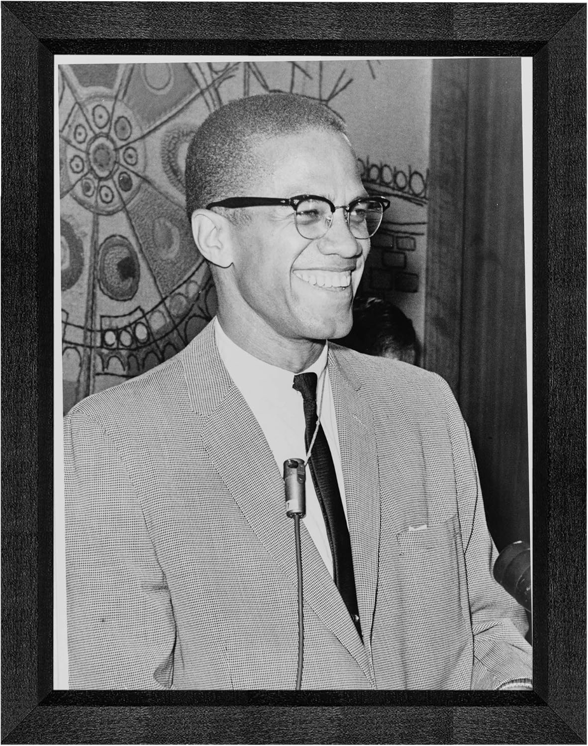 Malcolm X Photograph in a Black Beveled Frame - Historical Artwork from 1964 - (5" x 7") - Matte