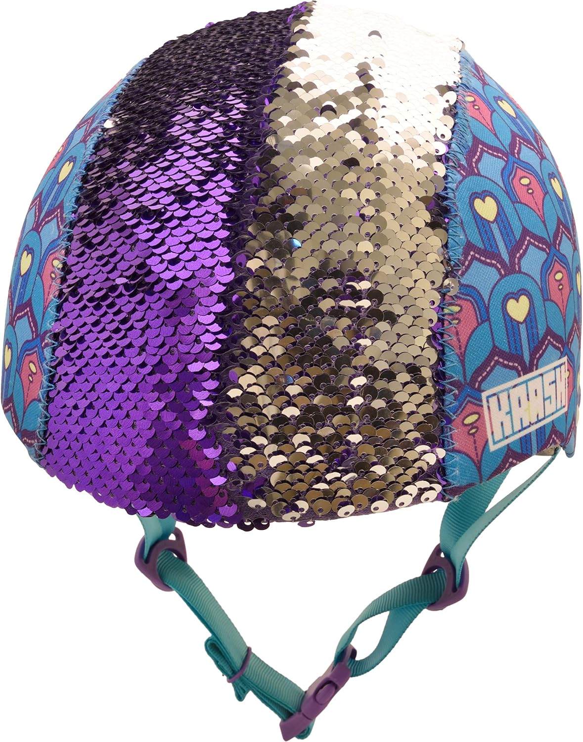 Krash Girls Bike Helmet, Purple Feather Flip Sequin