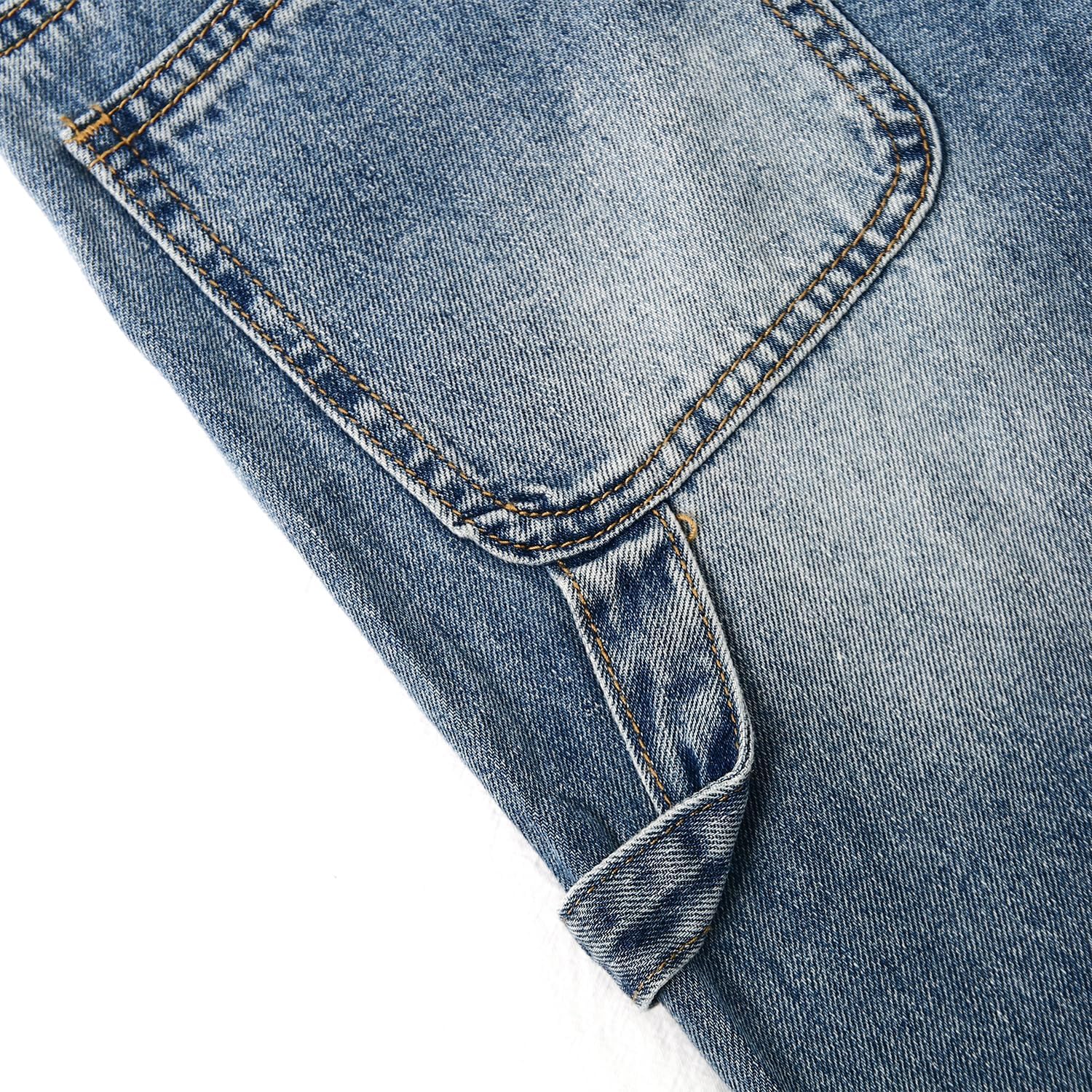 KIDSCOOL SPACE Girls' Wide-Leg Jeans, Elastic Band Inside Big Patchwork Flared Denim Pants
