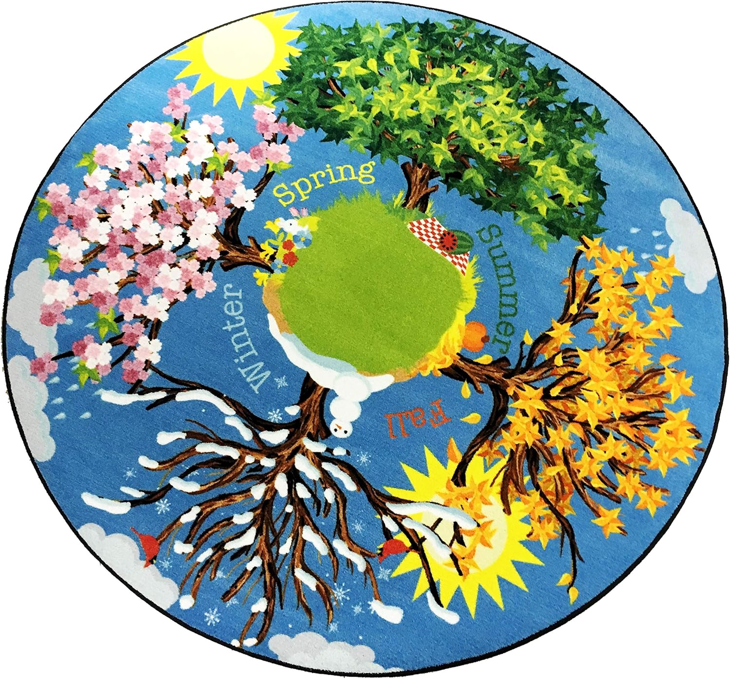 KIDCARPET.COM Colors Full Circle Classroom Carpet, 6' Round for School Kids | Area Rug for Children's Classroom or Kids Playroom | Seating Carpet for Kids Teen Room