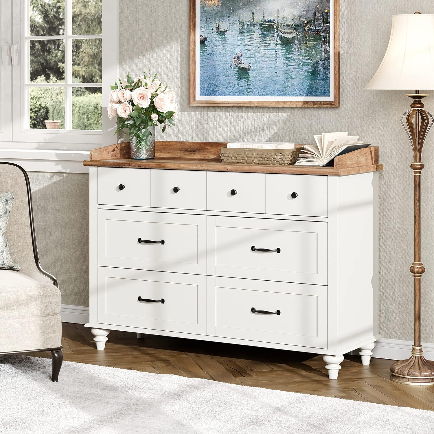 WAMPAT Dresser for Bedroom with 6 Drawers, White Kids