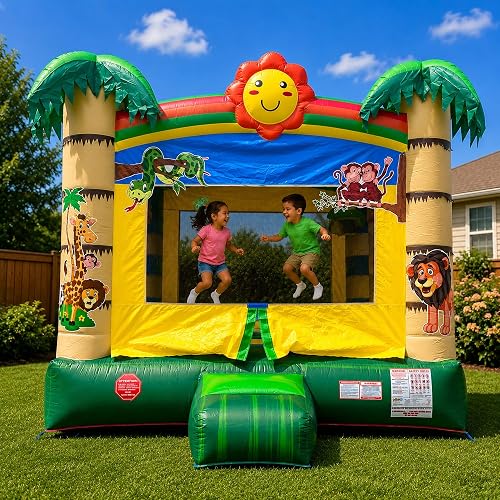 Pogo Bounce House Crossover Inflatable Bouncy Castle with Blower, Tropical