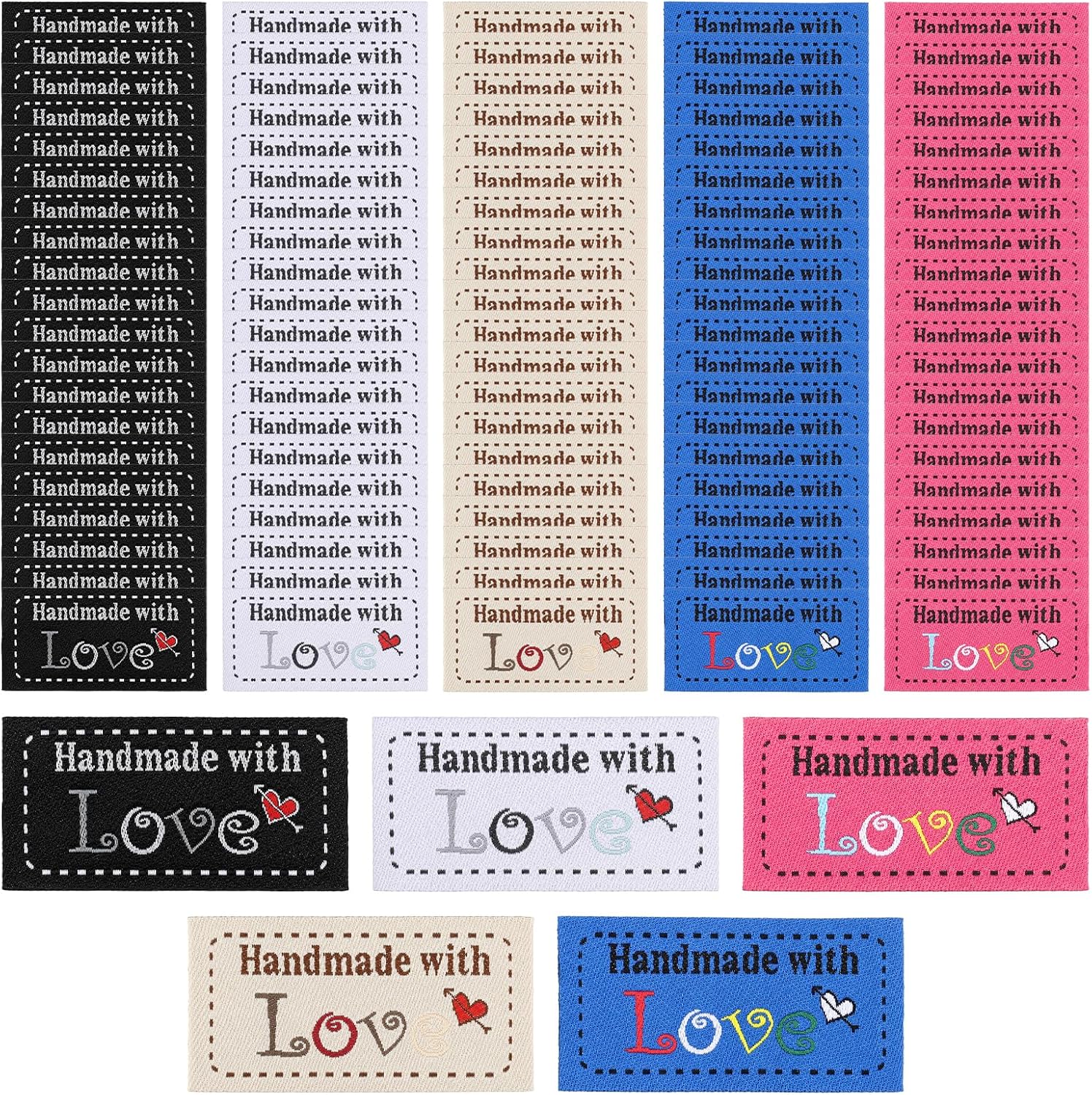 Quvvarly 100PCS Sewing Tags Made with Love Sewing Labels Personalized