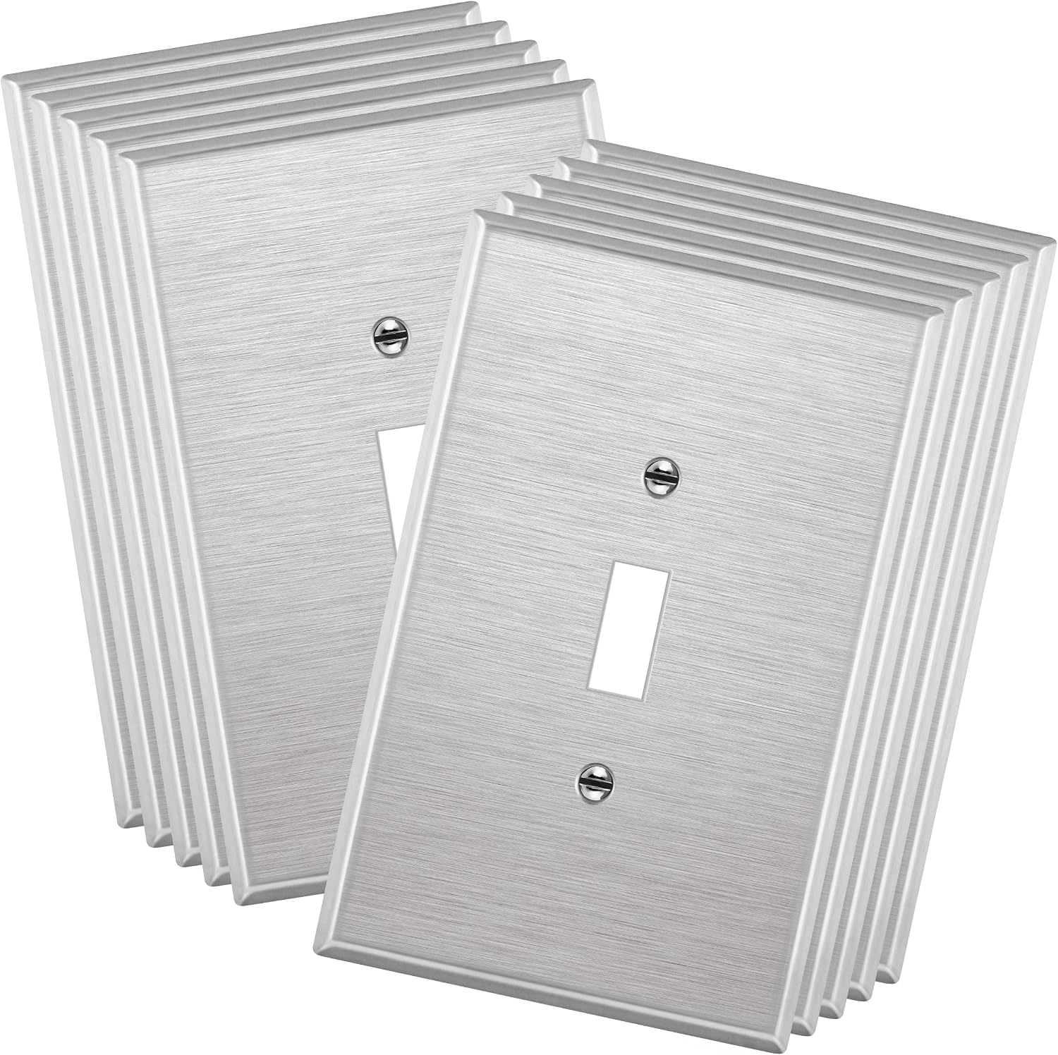 ENERLITES Toggle Light Switch Metal Cover Plate, Stainless Steel Wall Plate, Corrosion Resistant, Oversized 1-Gang 5.5" x 3.5", 430 Stainless Steel, 7711O-10PCS, Silver, 10 Pack