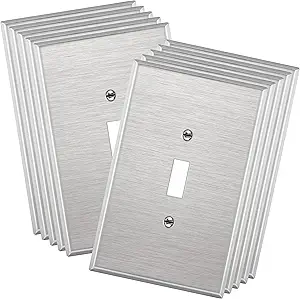 ENERLITES Toggle Light Switch Metal Cover Plate, Stainless Steel Wall Plate, Corrosion Resistant, Oversized 1-Gang 5.5" x 3.5", 430 Stainless Steel, 7711O-10PCS, Silver, 10 Pack