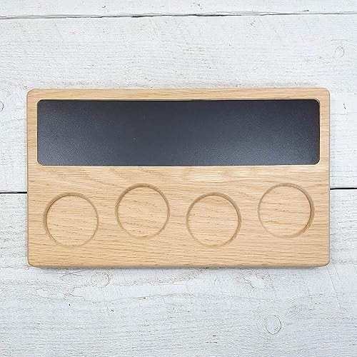 Miniatura 2 de Personalized Beer Flight Board Paddle Sampler Tray with Write-on Chalkboard Dry-erase Surface Marker Board. Will hold 4oz to 5oz Glasses. Made in