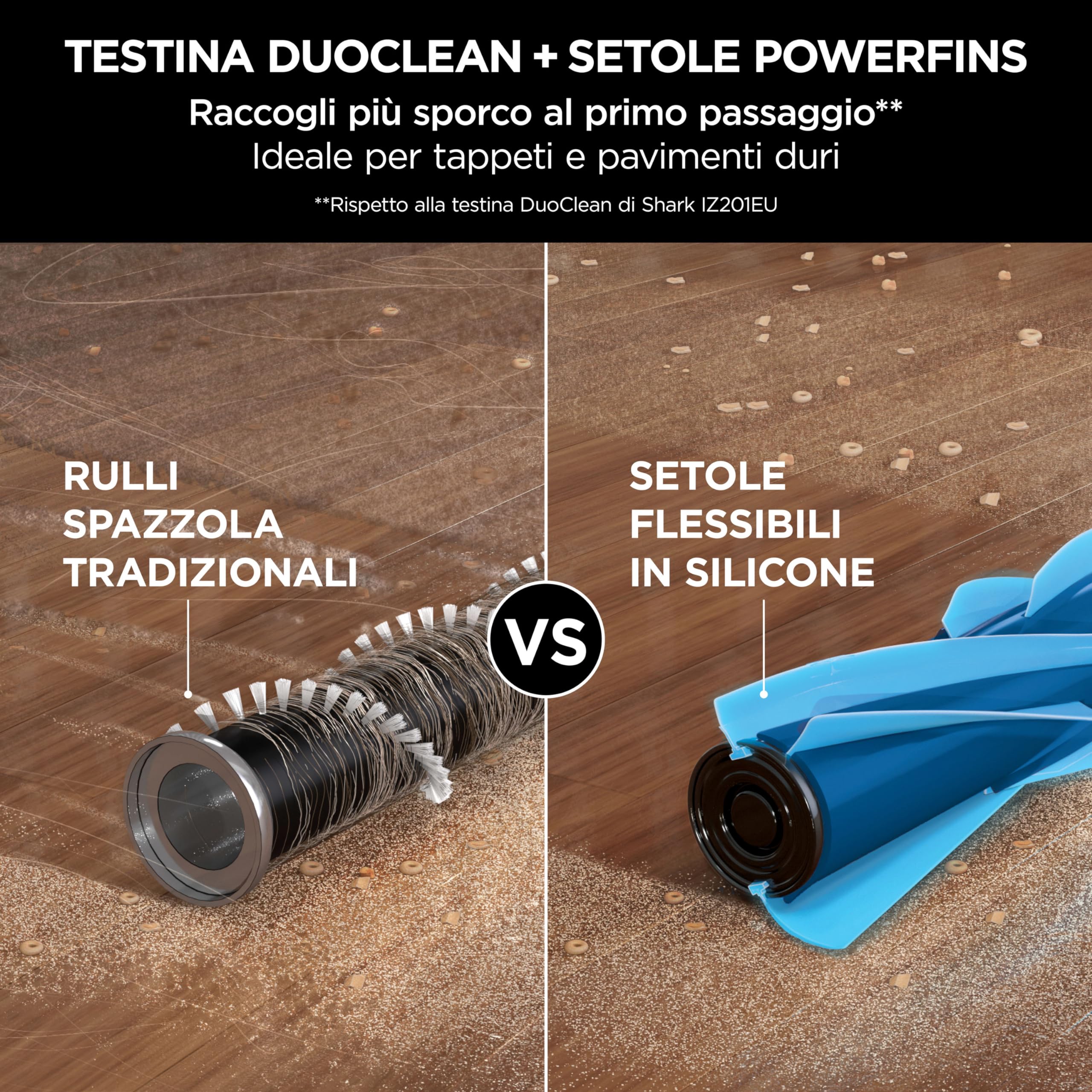 Shark Aspirapolvere Senza Fili DuoClean, Fino a 60 Minuti di Autonomia, Senza Sacco, con Tecnologia Antigroviglio, per Tutti i Tipi di Pavimenti e Tappeti, Anti-Allergeni, Nero/Rosso, IZ300EUT