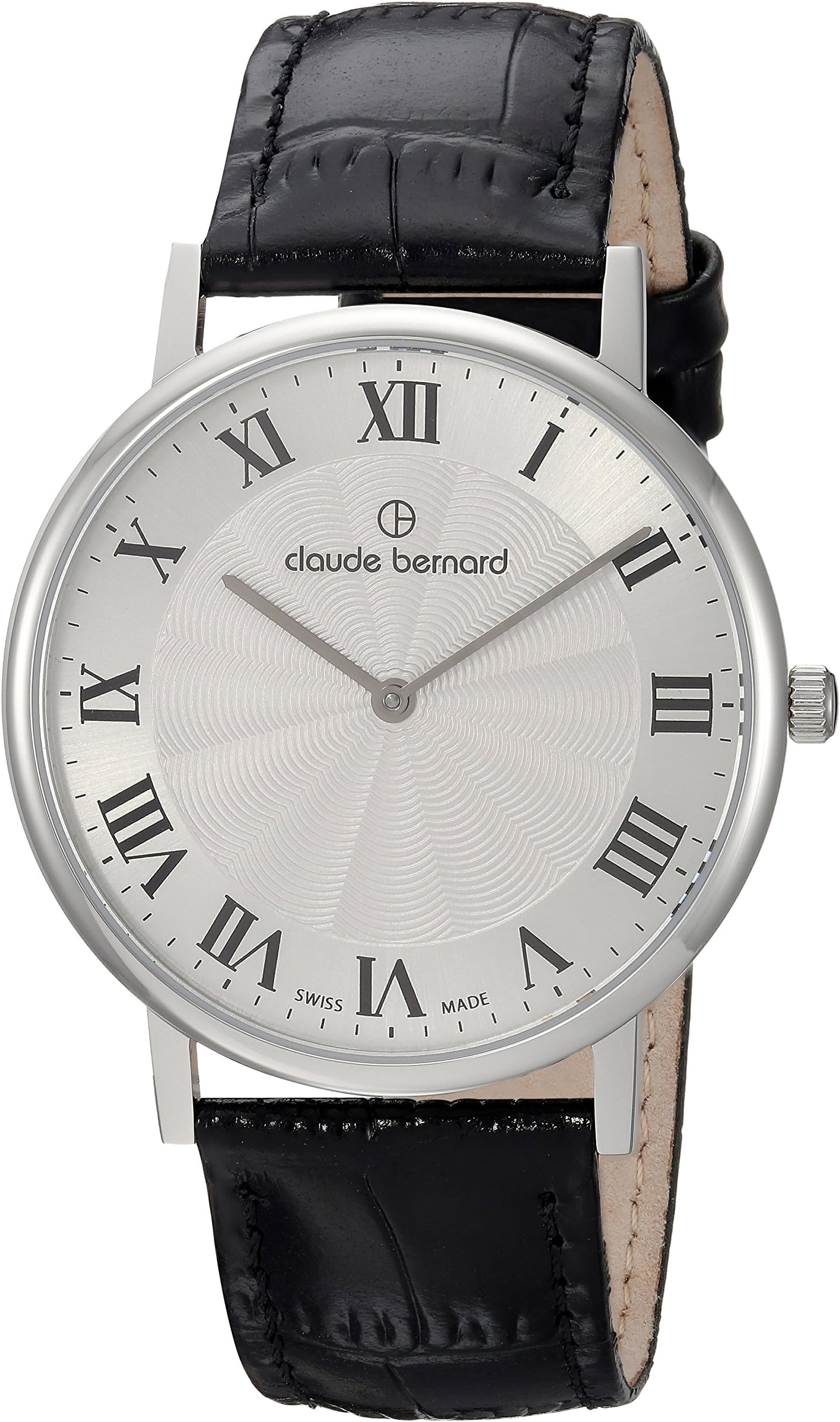 Claude Bernard Mens 20214 3 AR Slim Line Analog Display Swiss Quartz Black Watch