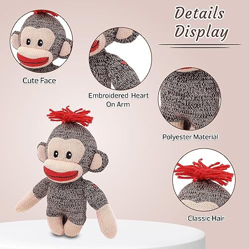 Miniatura 2 de Plushland Adorable mono calcetín, el original juguete de peluche tradicional tejido a mano, regalo para niños, bebés, adolescentes, niñas y niños,