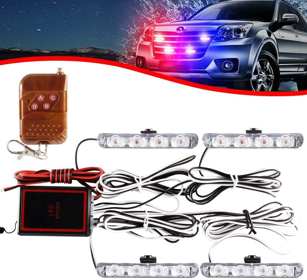 4x4 LED 4 in 1 Strobe Warning Light DC12V Emergency Flashing Beacon Lamp Ambulance Police Light Wireless Remote Strobe… - Image 8