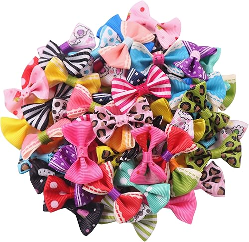 YAKA 60 piezas (30 pares) de cinta de grogrén de 1.5 pulgadas, mini pajaritas artesanales, apliques de rosa, lazos para el pelo, decoración de