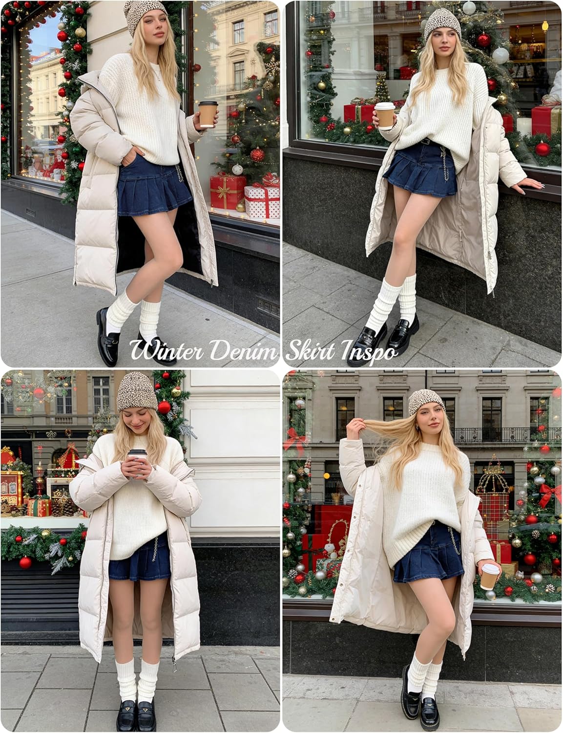 Dqbeng Women's Pleated Denim Mini Skirt Casual A-Line Short Jean Skater Skirts with Pockets - Image 7