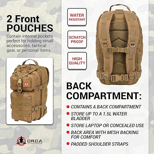 Miniatura 5 de Orca SALISH MOLLE mochila de supervivencia militar, 34 litros, 1-2 días, morral