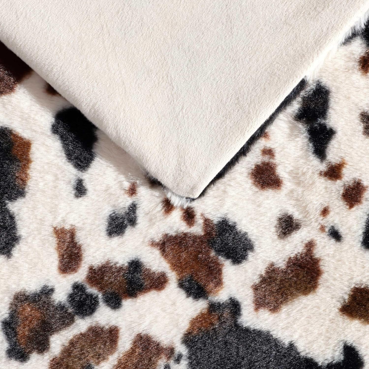 Wrangler - Blanket, Super Soft & Reversible Faux Fur Bedding, Yellowstone Inspired Throw Blanket for Couch or Bed (Spotted Cow Print Brown, 50" x 70") - Image 4