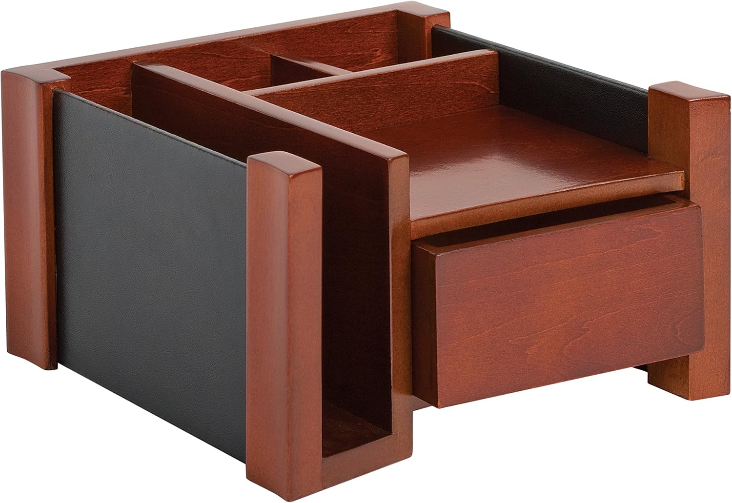 Rolodex Wood and Faux Leather Desk Director, Mahogany and Black (81767)
