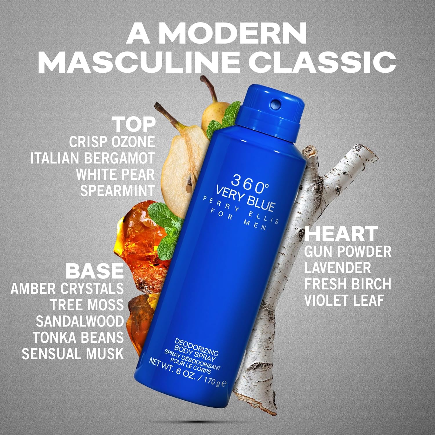 Perry Ellis 360° Very Blue Body Spray for Men - Body Spray Cologne, EDT, All Over Men's & Boys Mist with Notes of Citrus, Bergamot & Amber Fragrance - 6 oz - Image 2