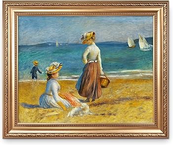 Amazon.com: Pierre-Auguste Renoir 繪畫複製品《海灘上的人物