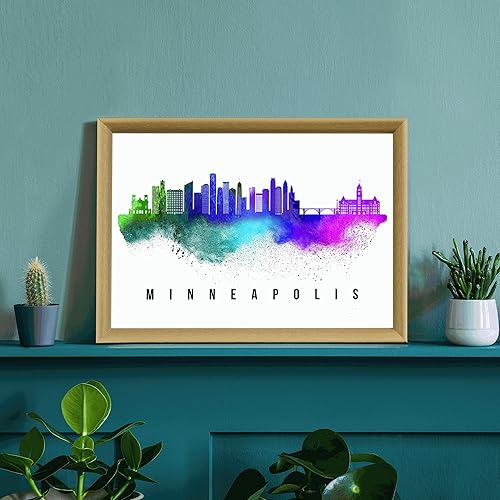 Vista 92 de Póster de Fargo Skyline Dakota del Norte, pintura de paisaje urbano de Dakota del Norte, póster de Fargo Dakota del Norte, impresión de paisaje