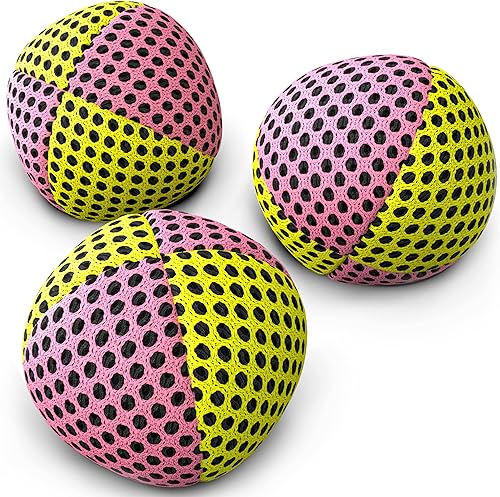 Miniatura 66 de speevers Juego de 3 pelotas de malabarismo para principiantes y profesionales, 14 colores disponibles, 2 capas de red y estuche de transporte, bolas